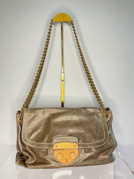 Prada Diagramme leather crossbody bag taupe bag