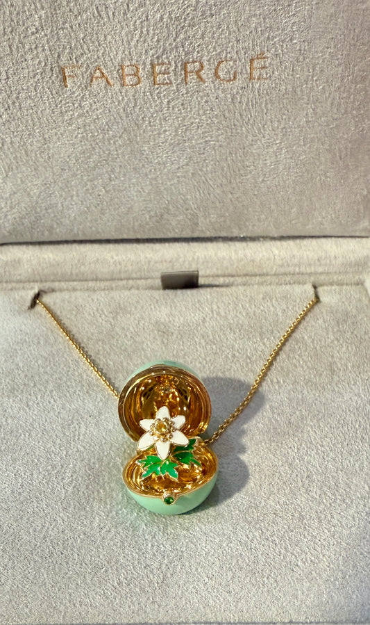 Faberge Egg  Gold Sapphire Emeral Anemone Locket