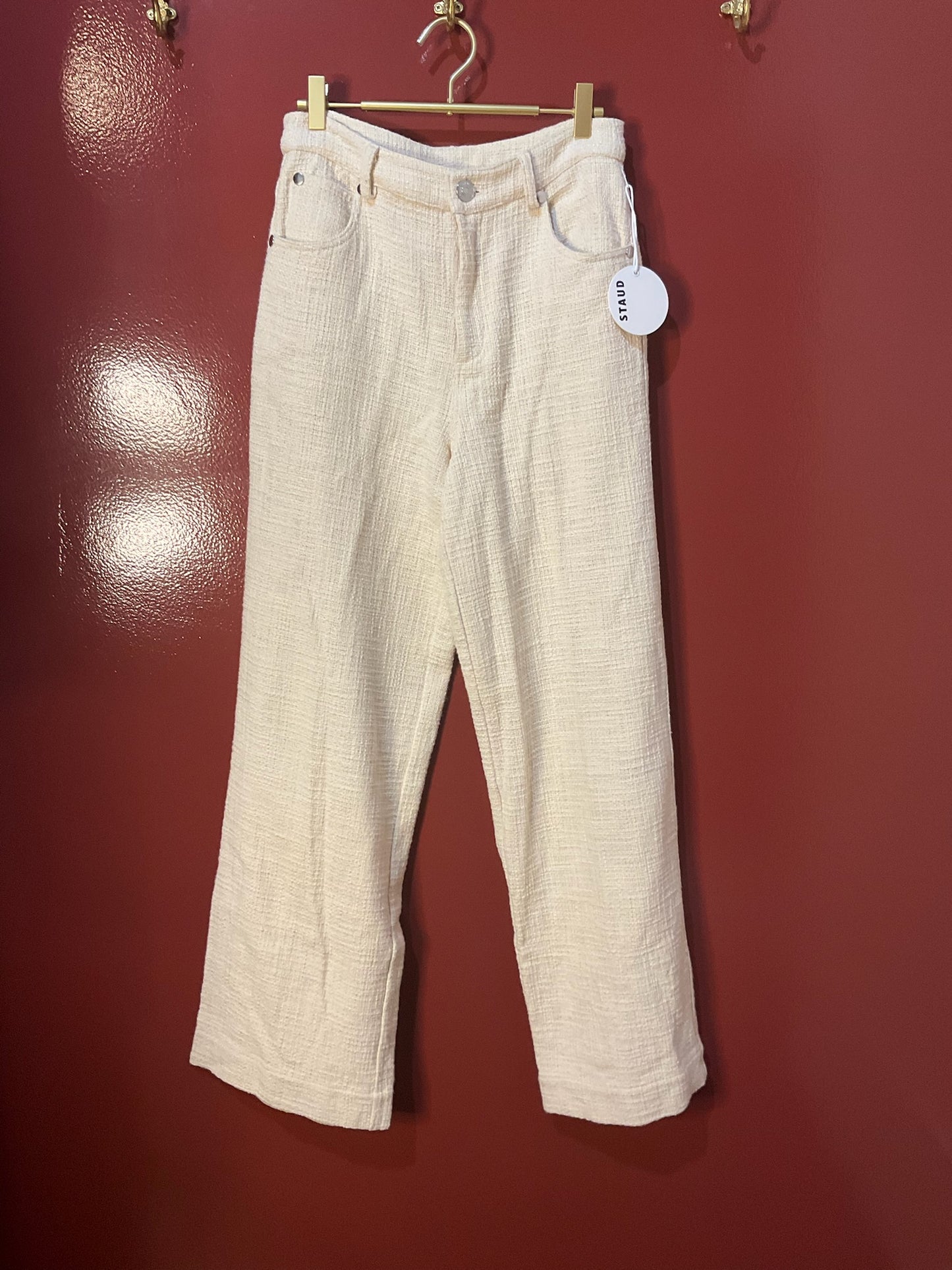 Staud Cream Tweed Pants 2