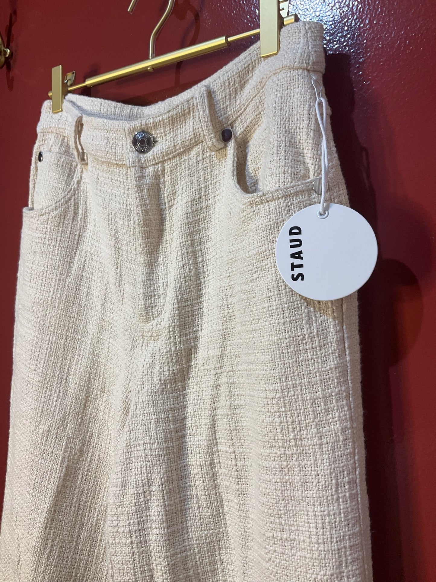 Staud Cream Tweed Pants 2