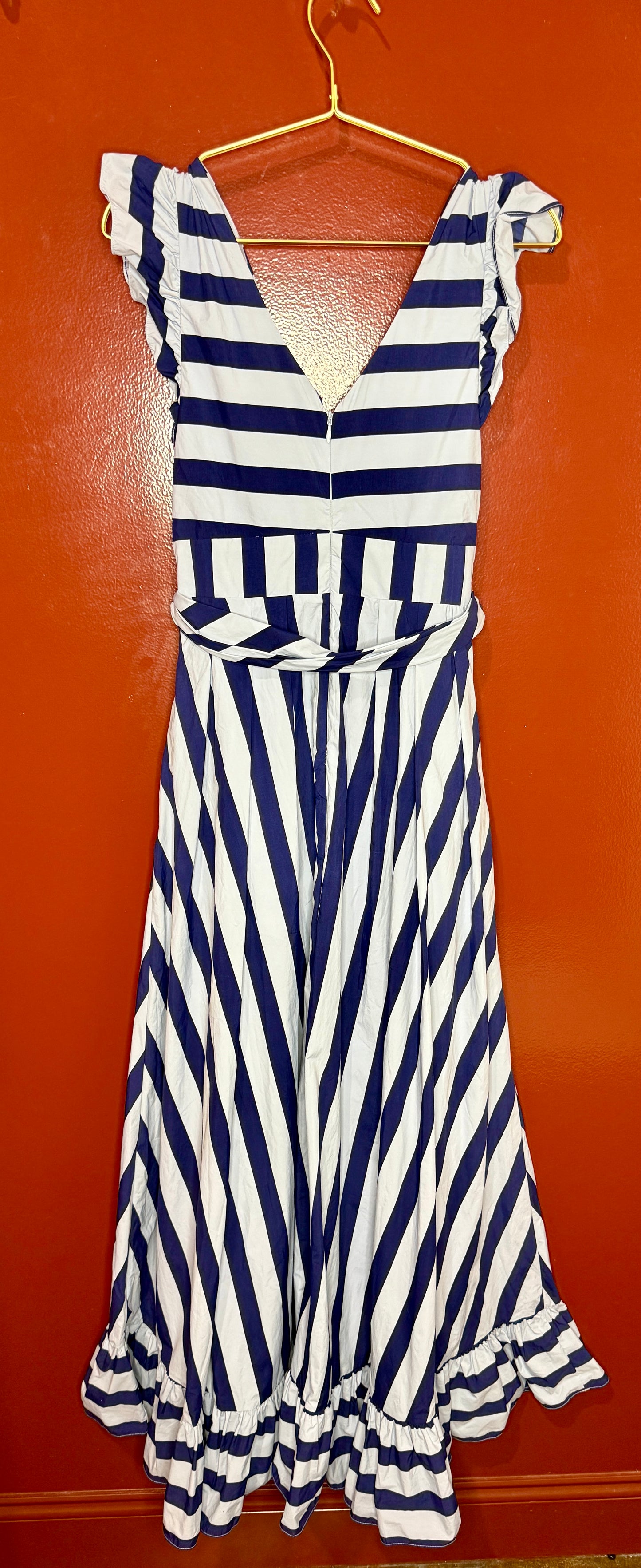 BHLDN Blue Striped Sleeveless Maxi Dress S