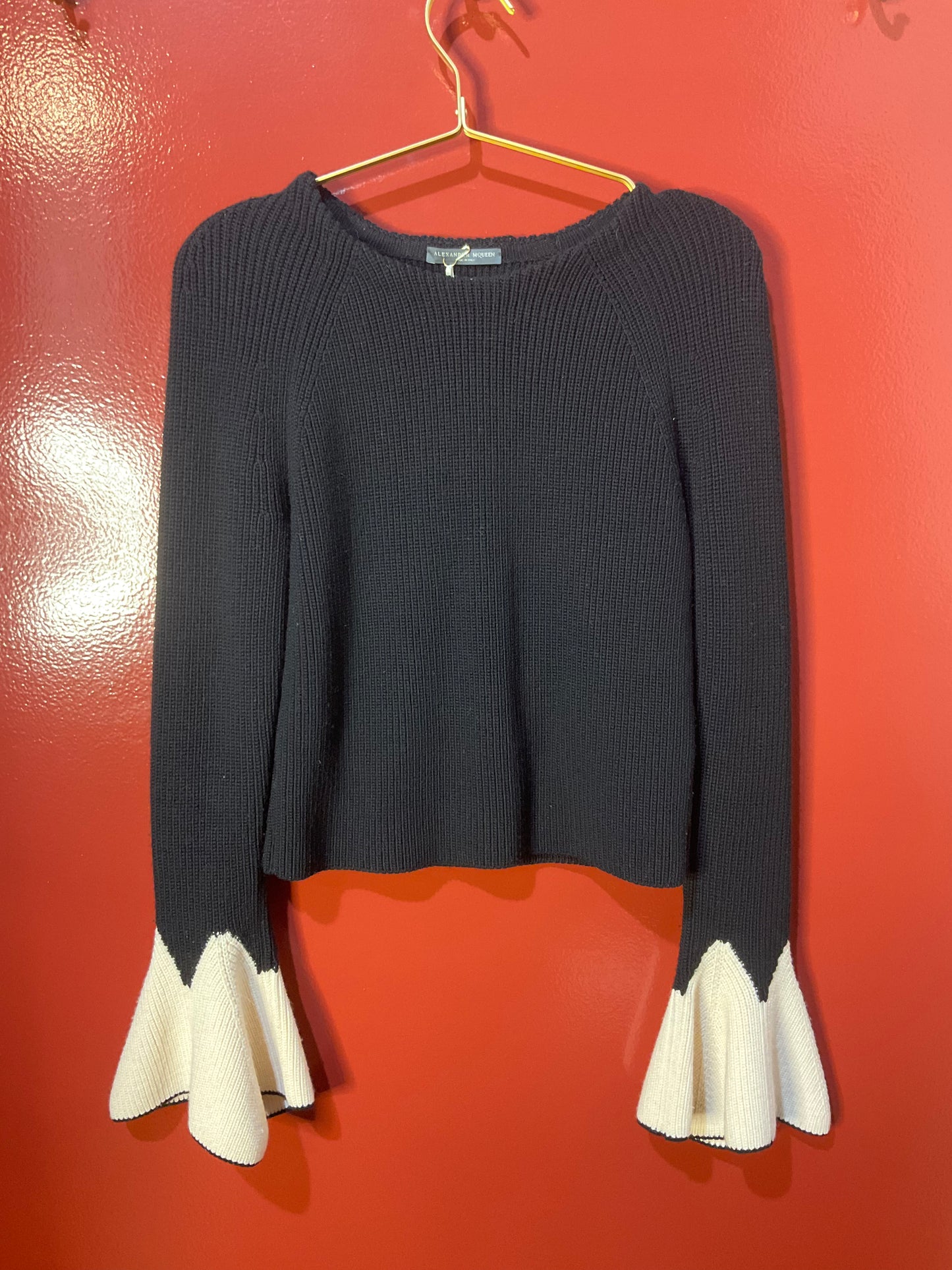 Alexander McQueen Black/Cream Knit Sweater S