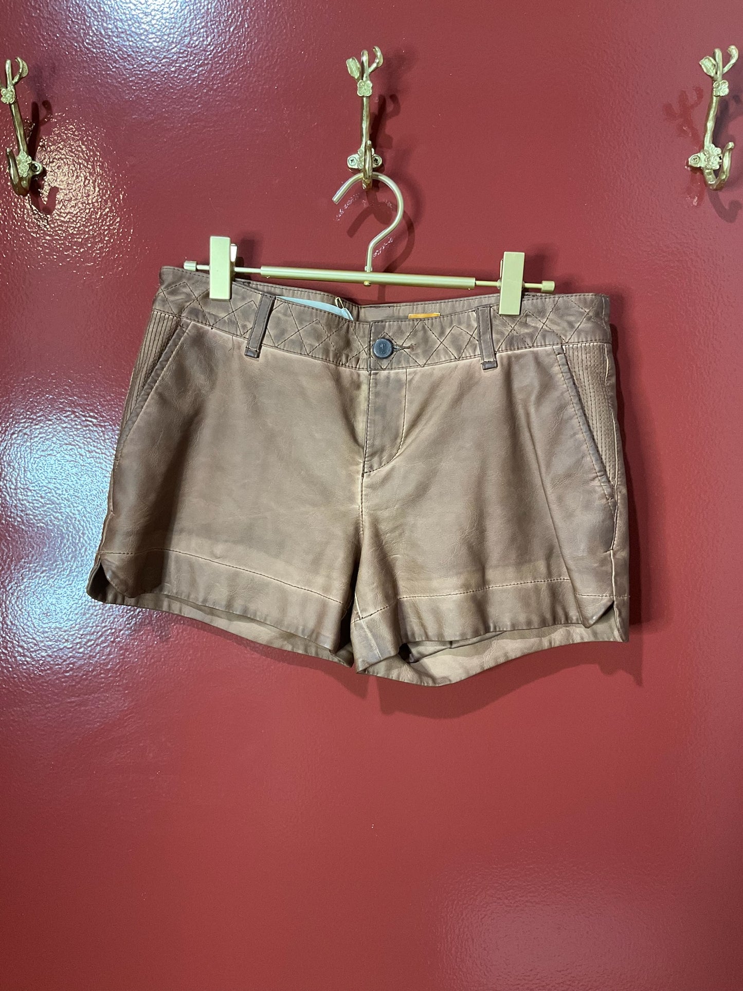 Pilcro brown leather shorts 26