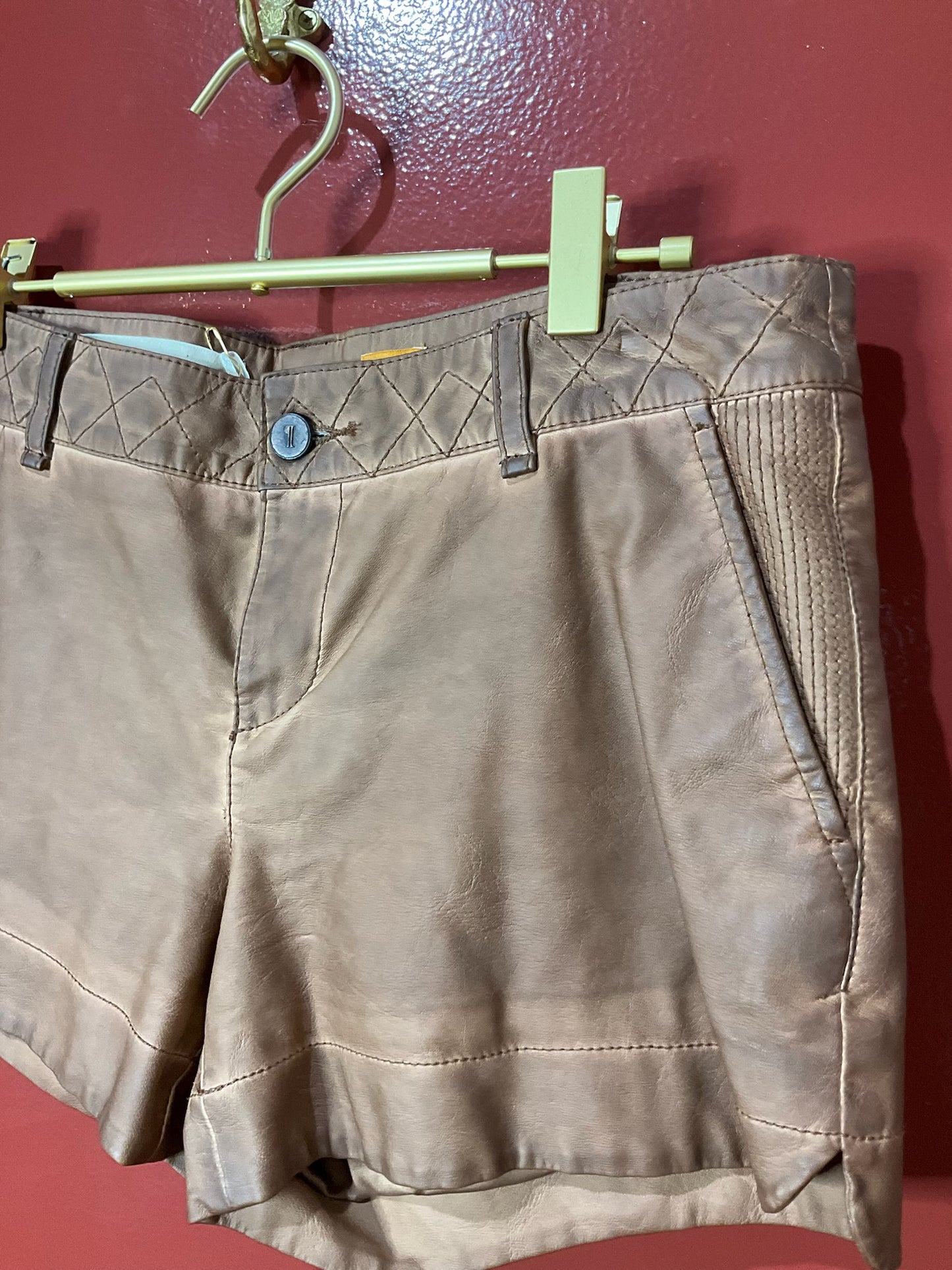 Pilcro brown leather shorts 26