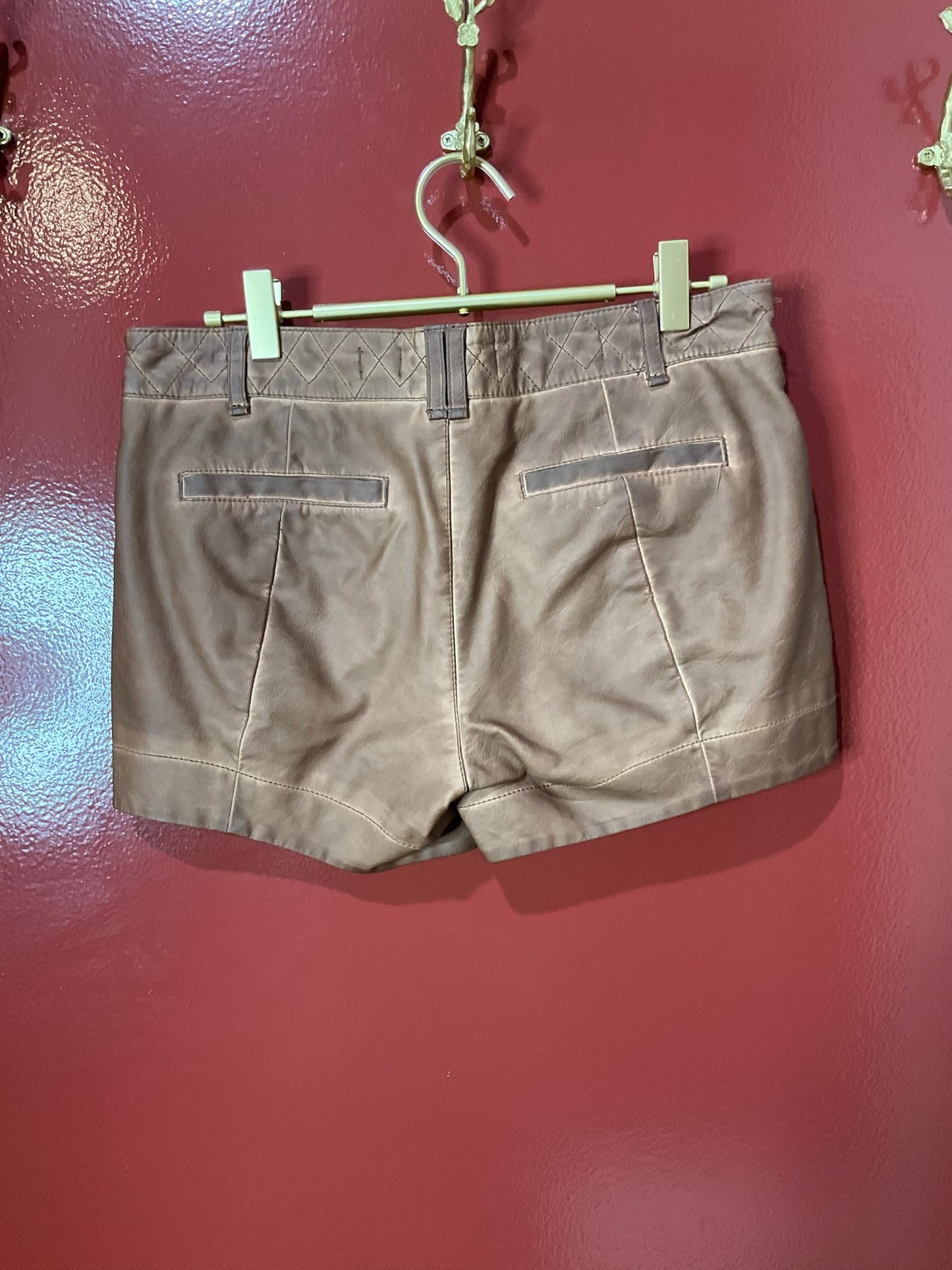 Pilcro brown leather shorts 26