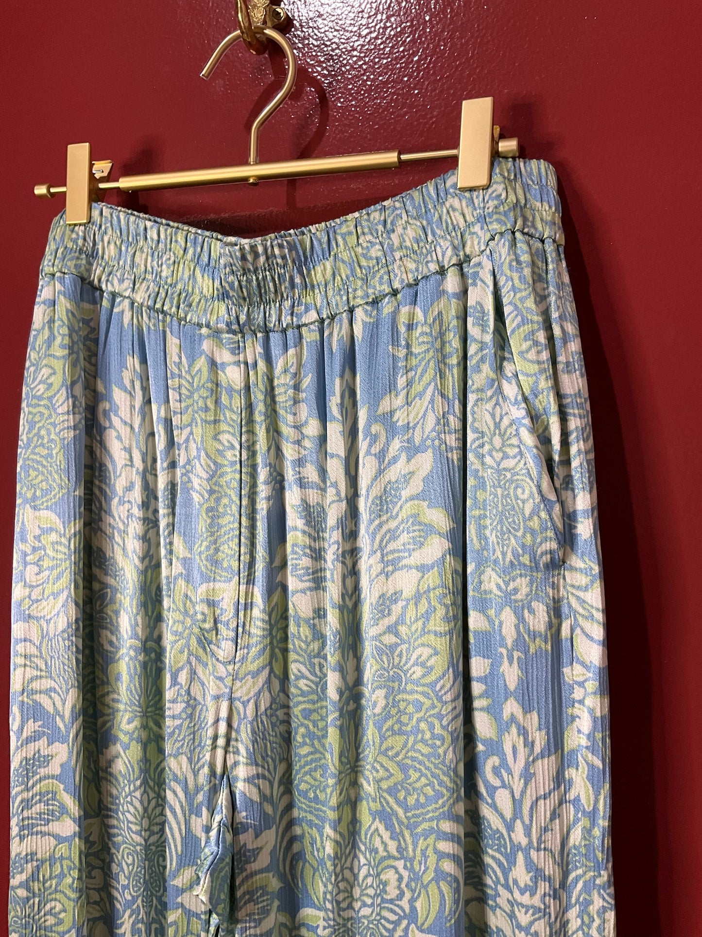 Alexis silk blue/green pants XL