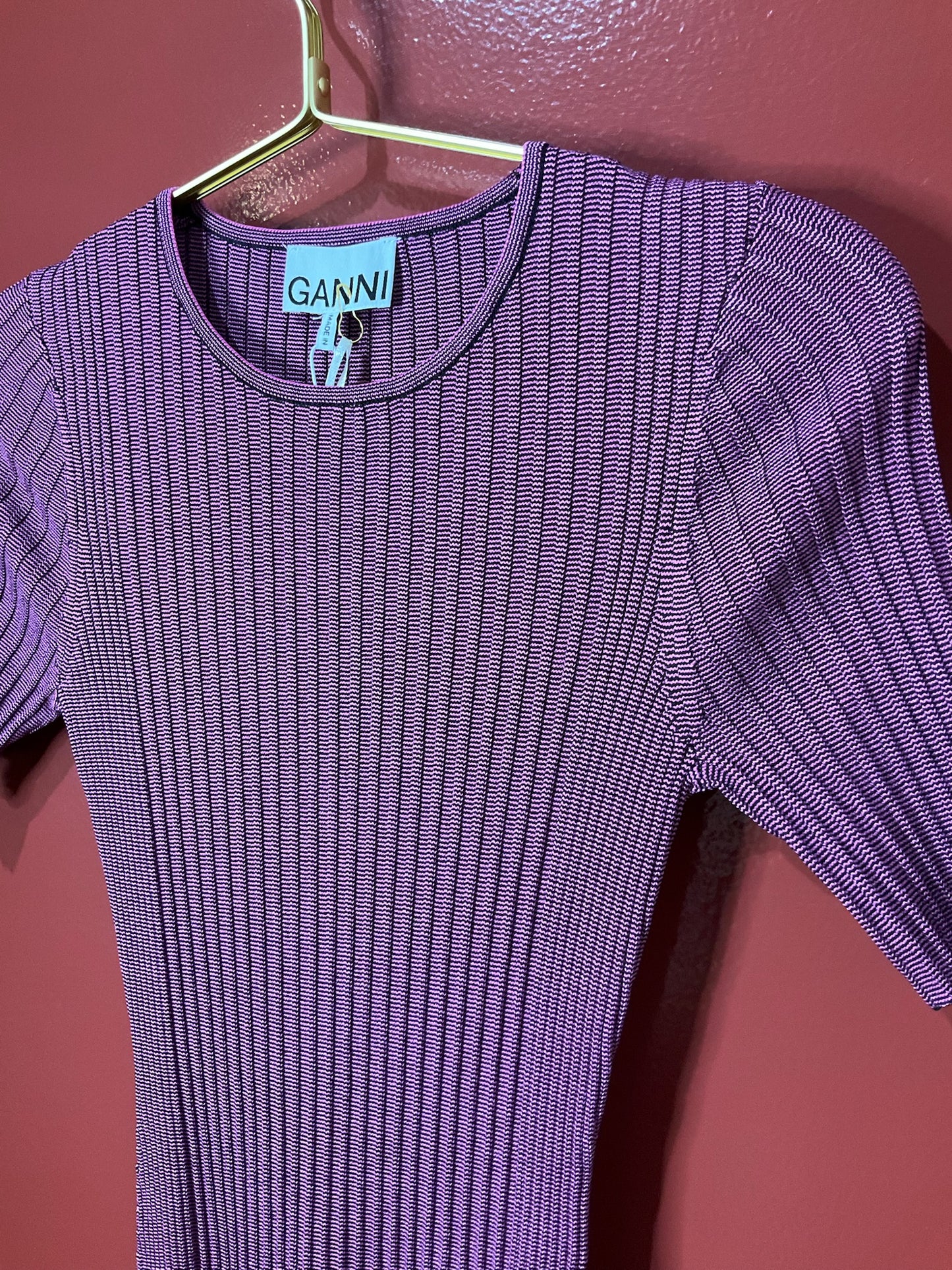 Ganni long purple tassle dress XS