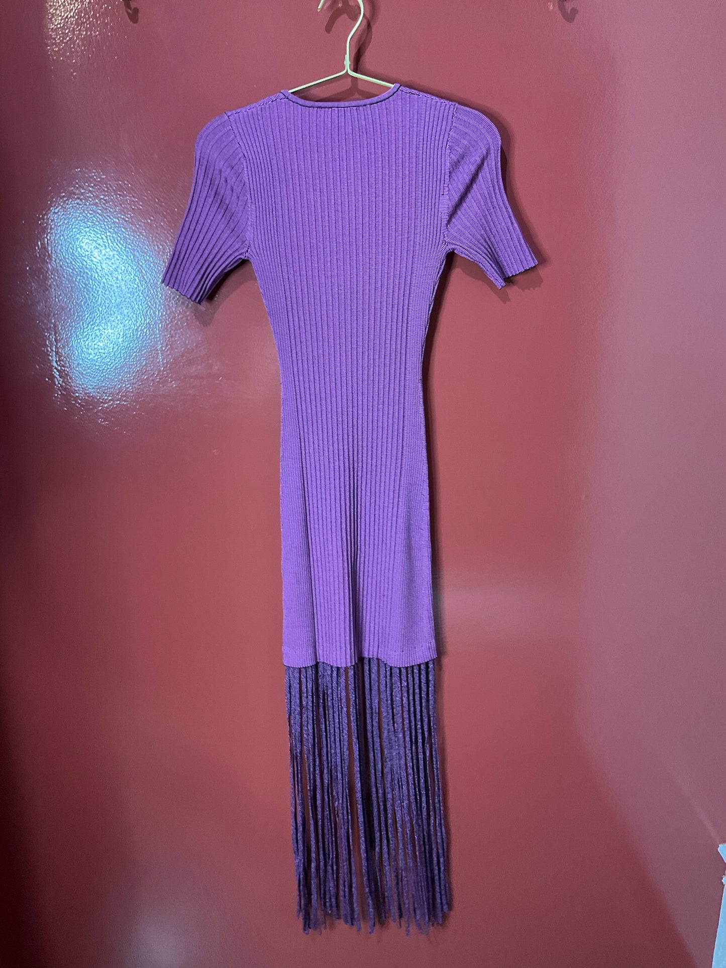 Ganni long purple tassle dress XS