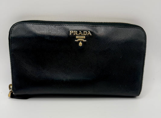 Prada Saffiano Leather Zip Wallet