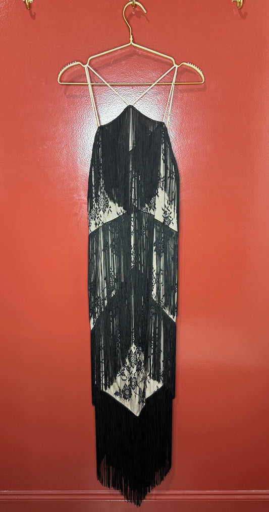 Haute Hippie Black Tassel Dress 8