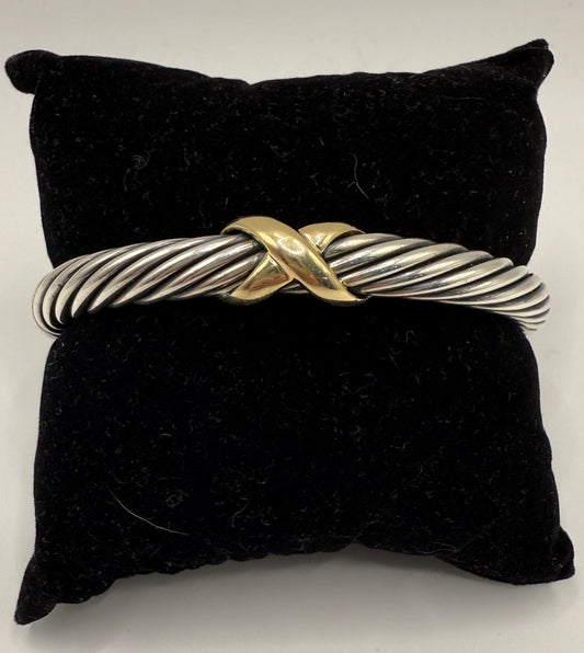 David Yurman Sterling Silver & 14K Gold Cuff