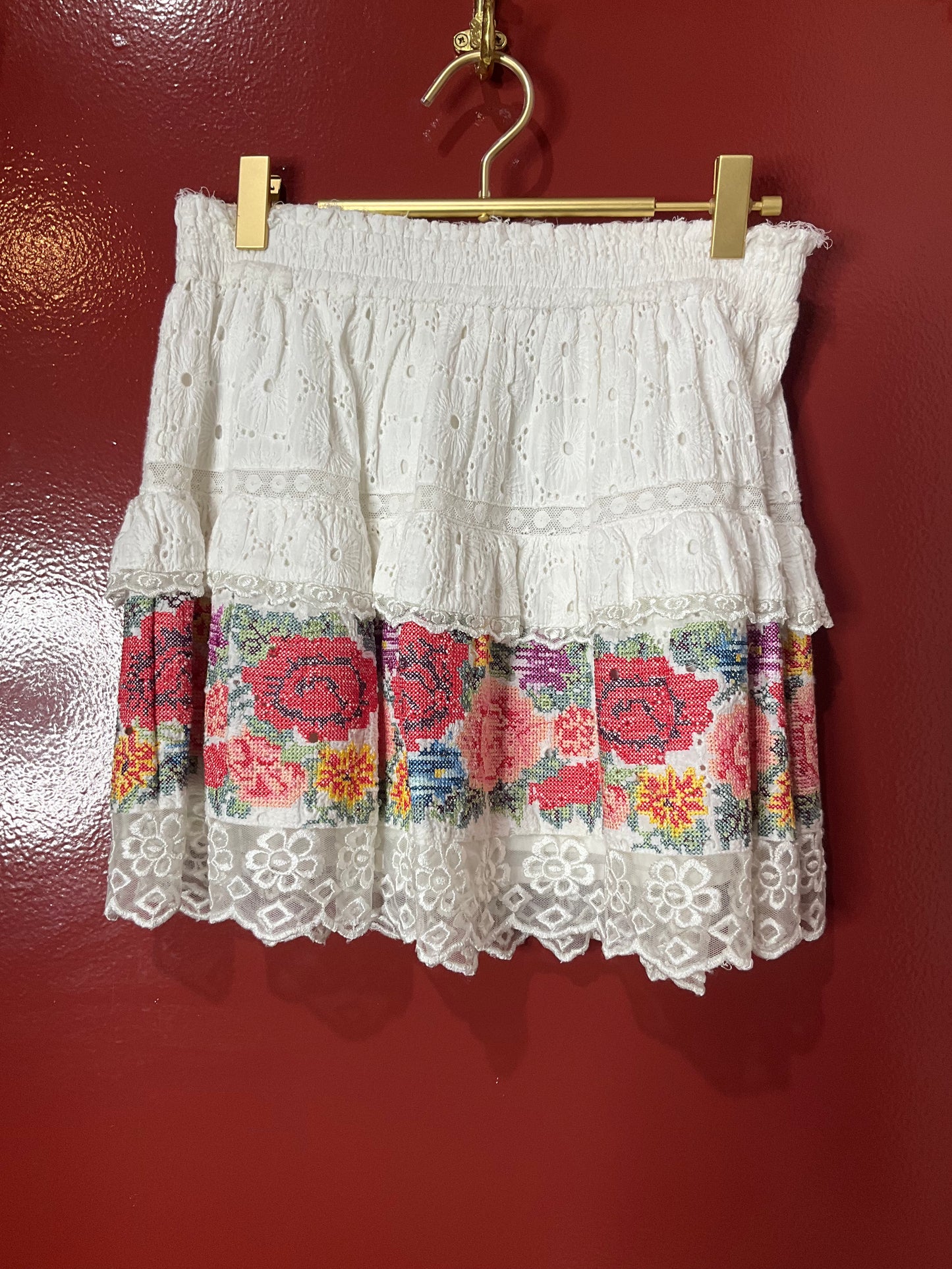 Love Shack Fancy White Eyelet Skirt S