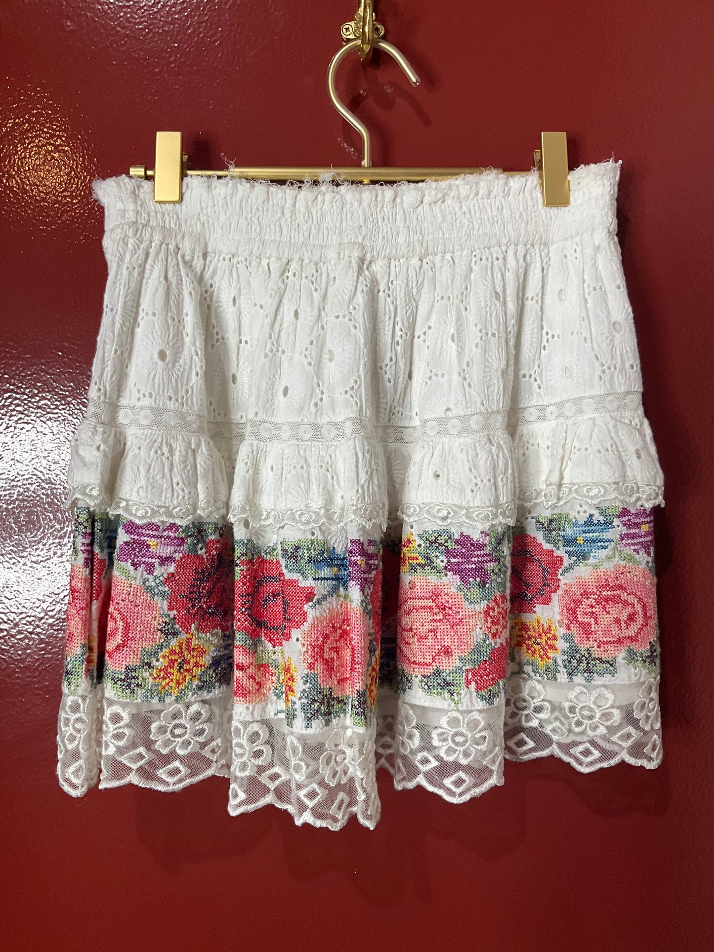 Love Shack Fancy White Eyelet Skirt S