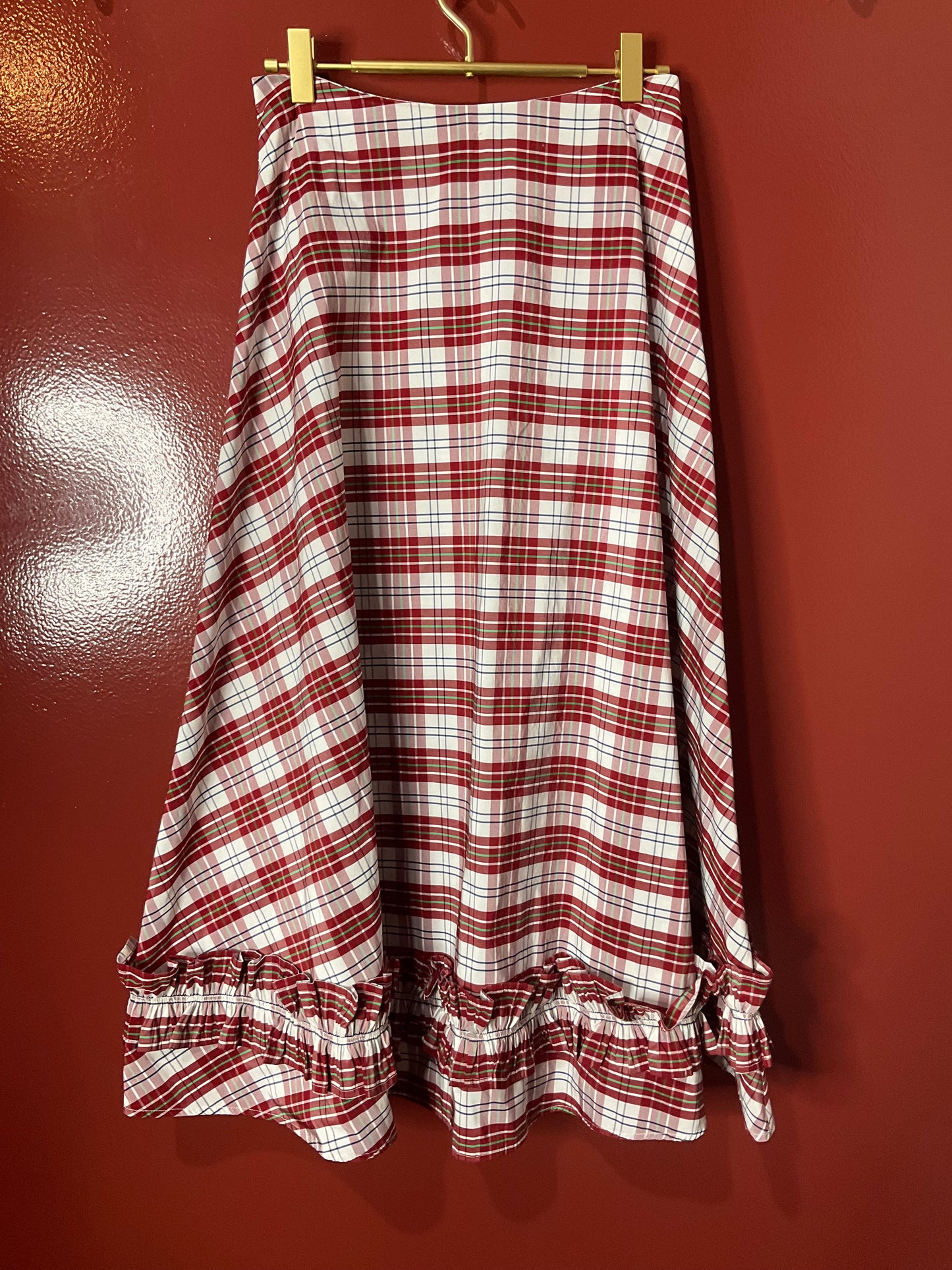 Molly Goddard Red Plaid Maxi Skirt 4