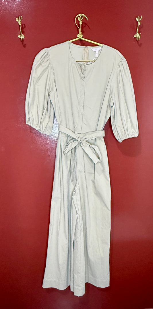 Rebecca Taylor Tie Waist Jumpsuit Khaki 4