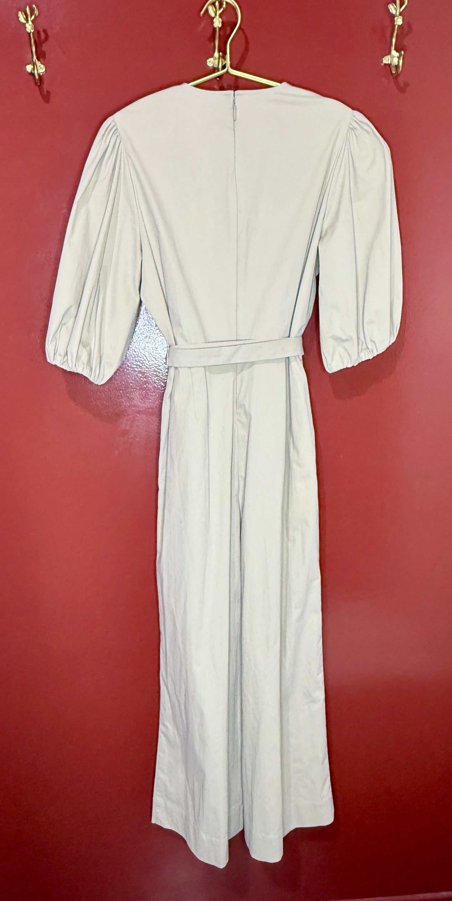 Rebecca Taylor Tie Waist Jumpsuit Khaki 4