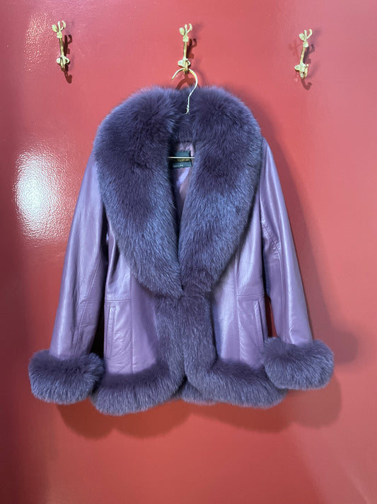 Furs by Martin Purple Leather & Fur Coat S $1057