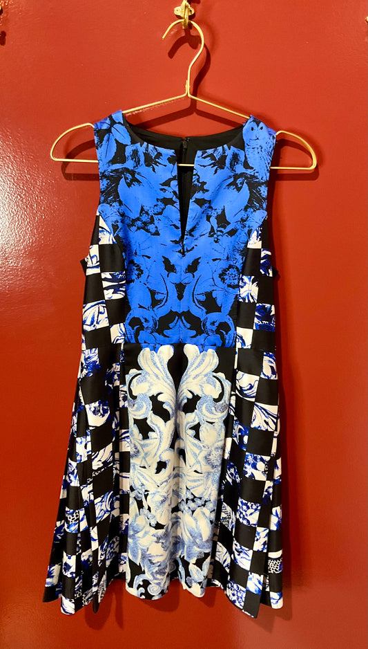 Tibi Black/Blue Floral Dress 4