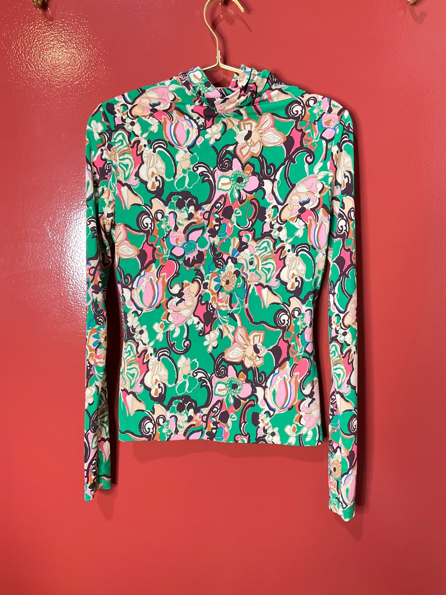 ALC Long Sleeve Green Pattern Top S