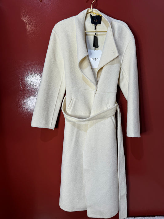 Maje Cream Wool Coat 36