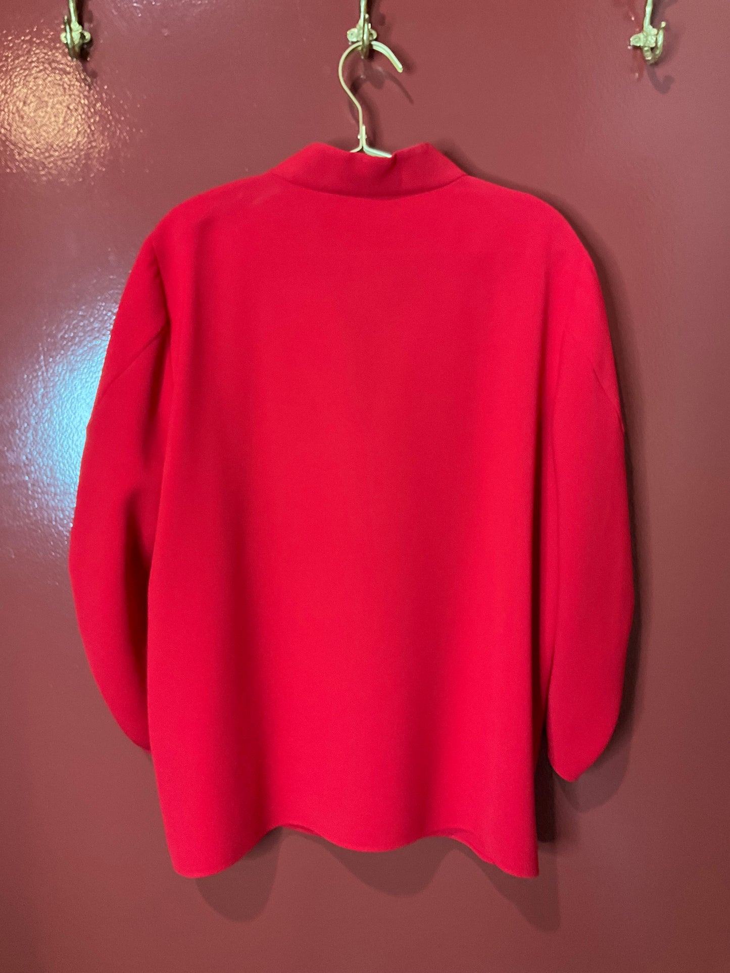 Lafayette 148 Red Bracelet Sleeve Popover Blouse XL