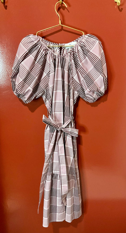 Never A Wallflower Burgundy/White Plaid Dress XS
