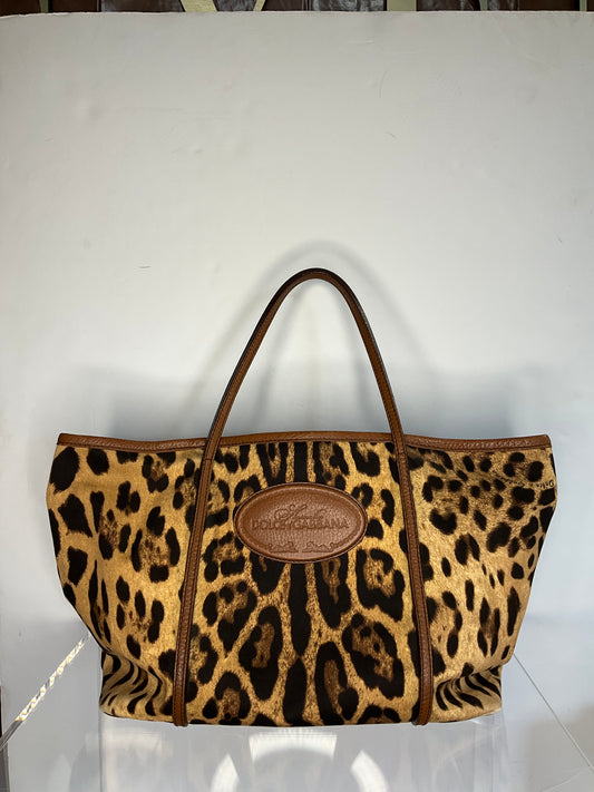 Dolce & Gabbana Canvas Leopard Tote