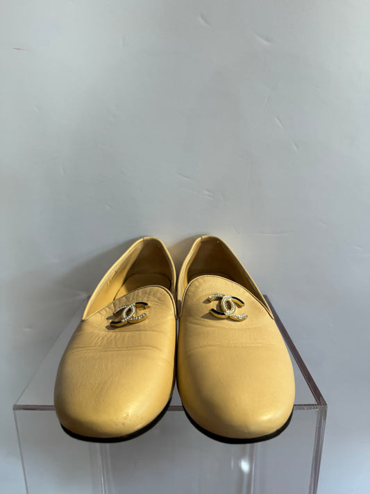 Chanel Tan Loafers 37