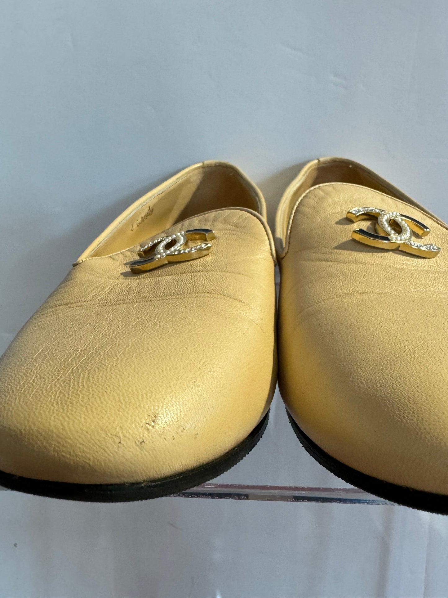 Chanel Tan Loafers 37
