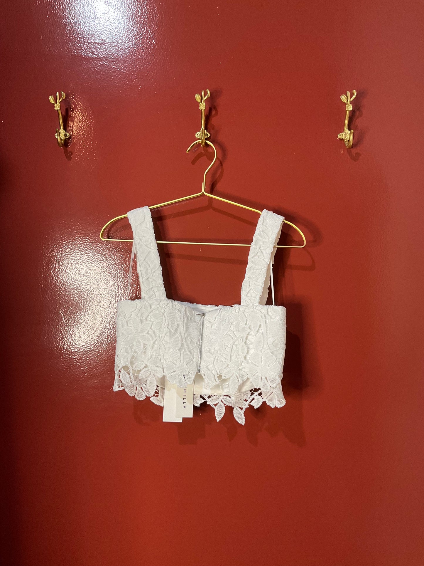 Milly Lace White Crop Top S