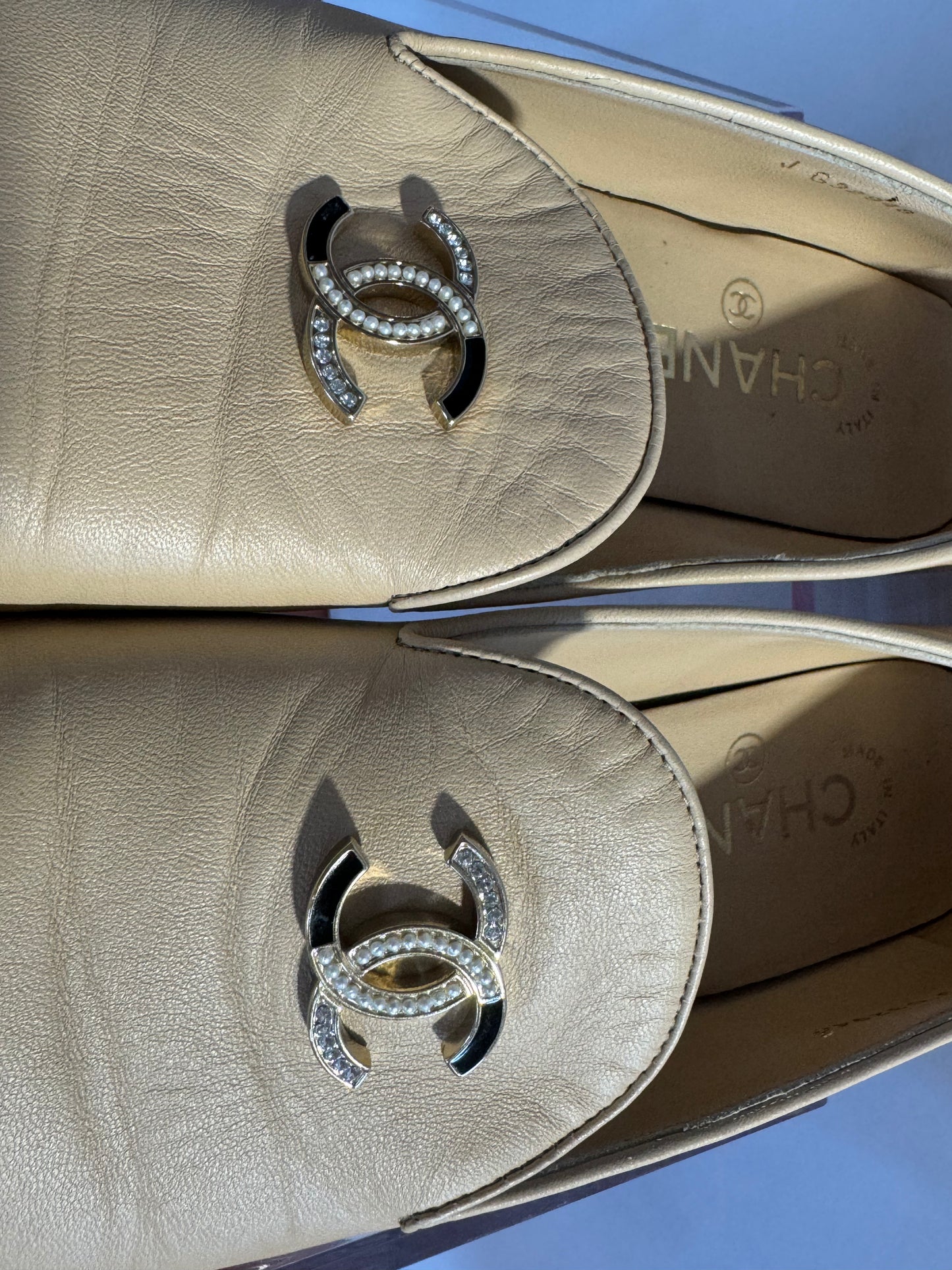 Chanel Tan Loafers 37