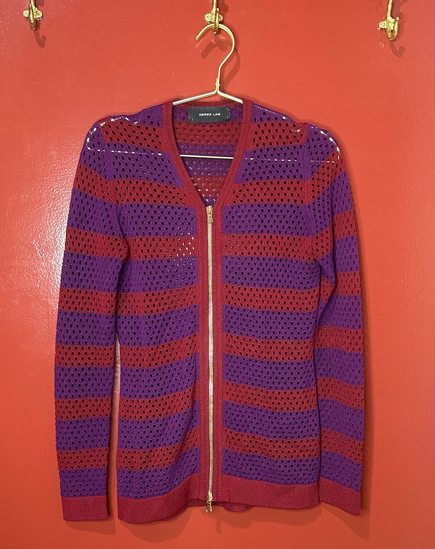 Derek Lam Purple and Red Zip Up Cardigan
