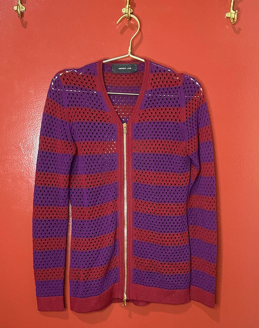 Derek Lam Purple and Red Zip Up Cardigan