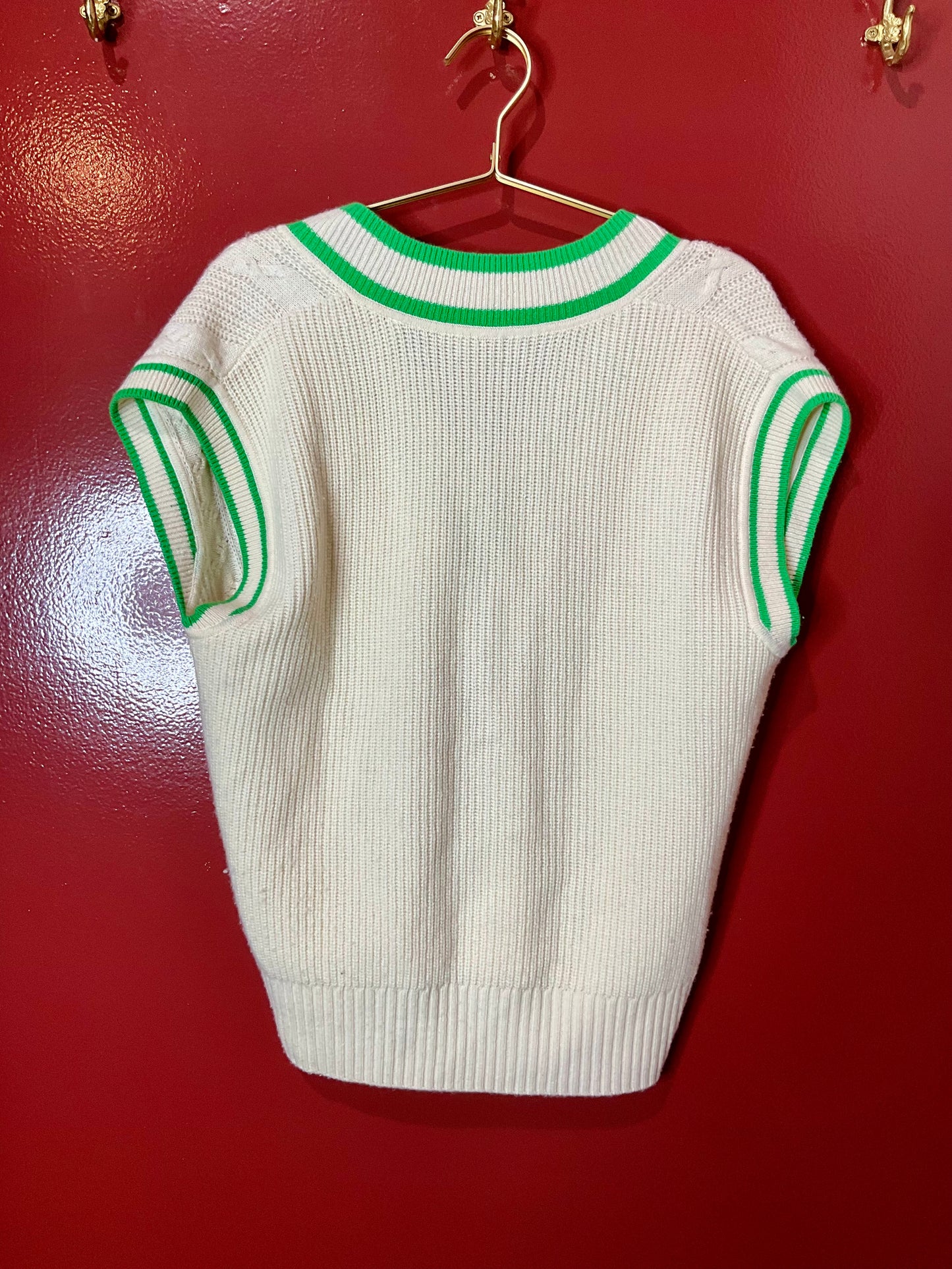 Sandro Cream/Green Sweater Vest M