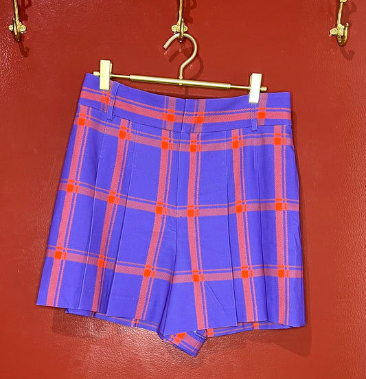 Alice + Olivia Purple/Orange Plaid Shorts 8