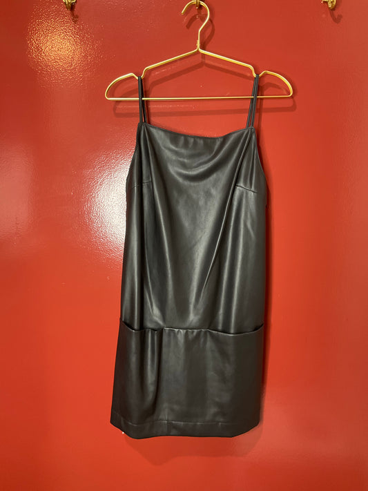 Staud Black Faux Leather Dress M