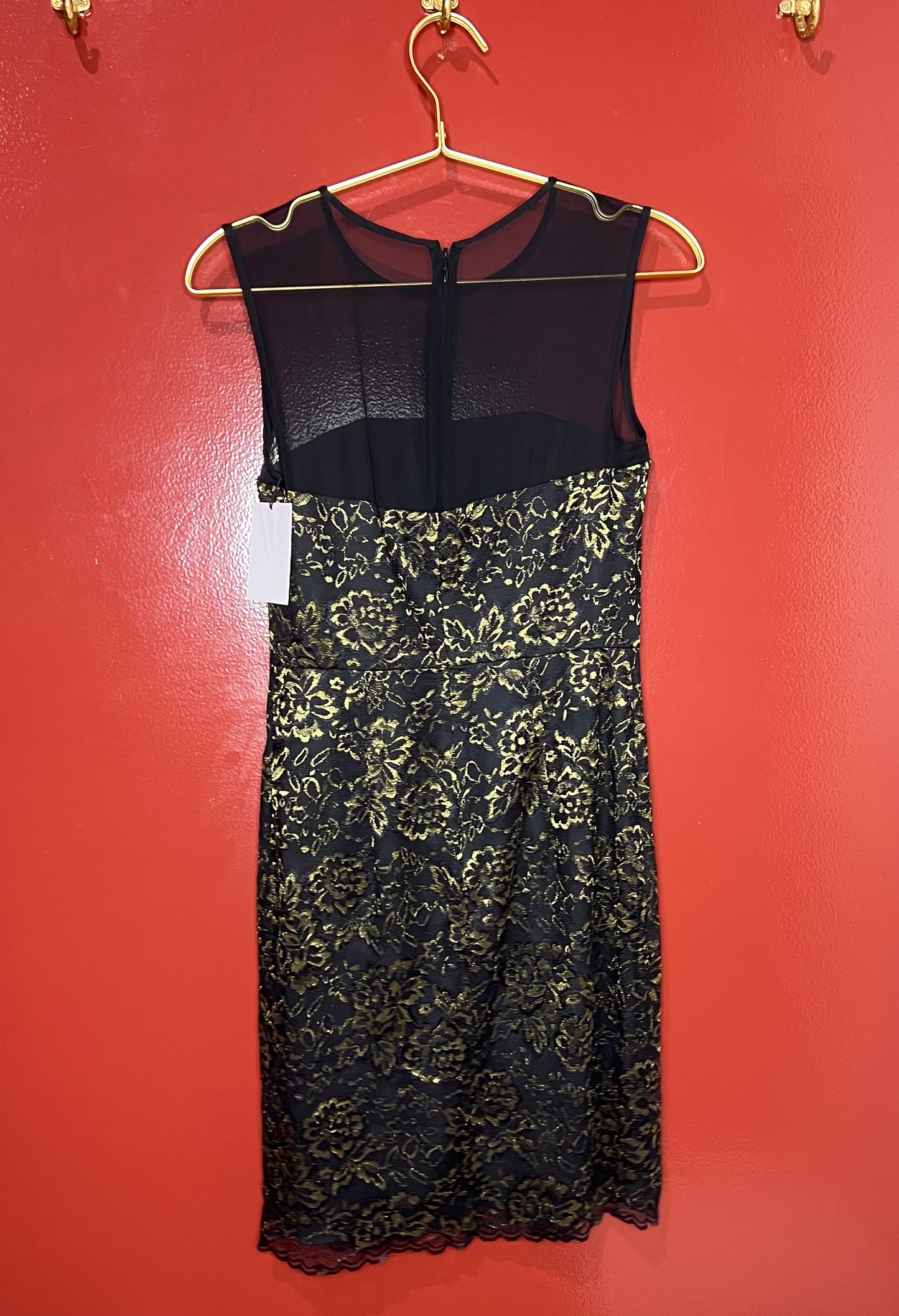 Diane Von Furstenberg Black W/ Metallic Lace Cocktail Dress 2