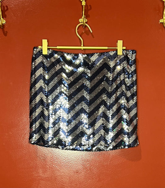 Jay Godfrey Silver/Blue Mini Skirt 0