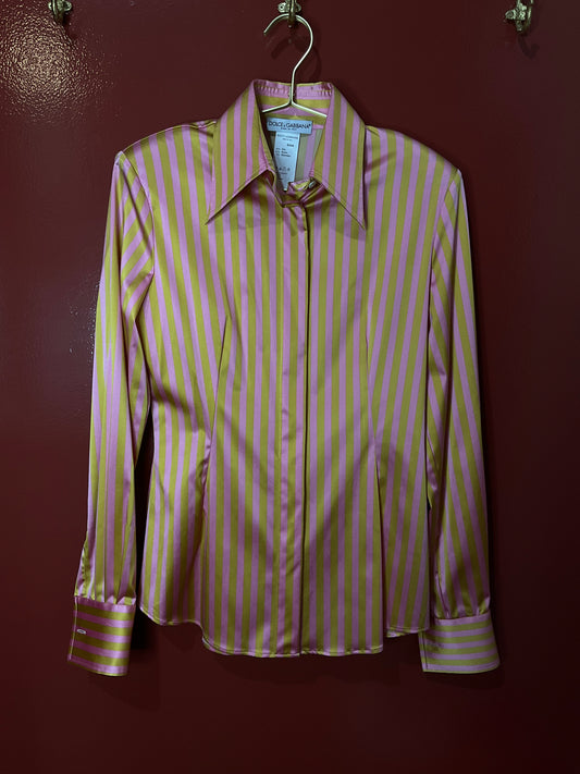 Dolce & Gabbana Stripped Silk Blouse 44