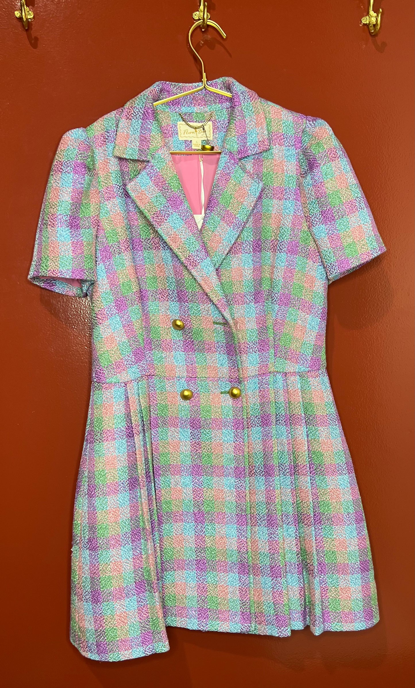 Flora Bea NYC Plaid Mini Dress L