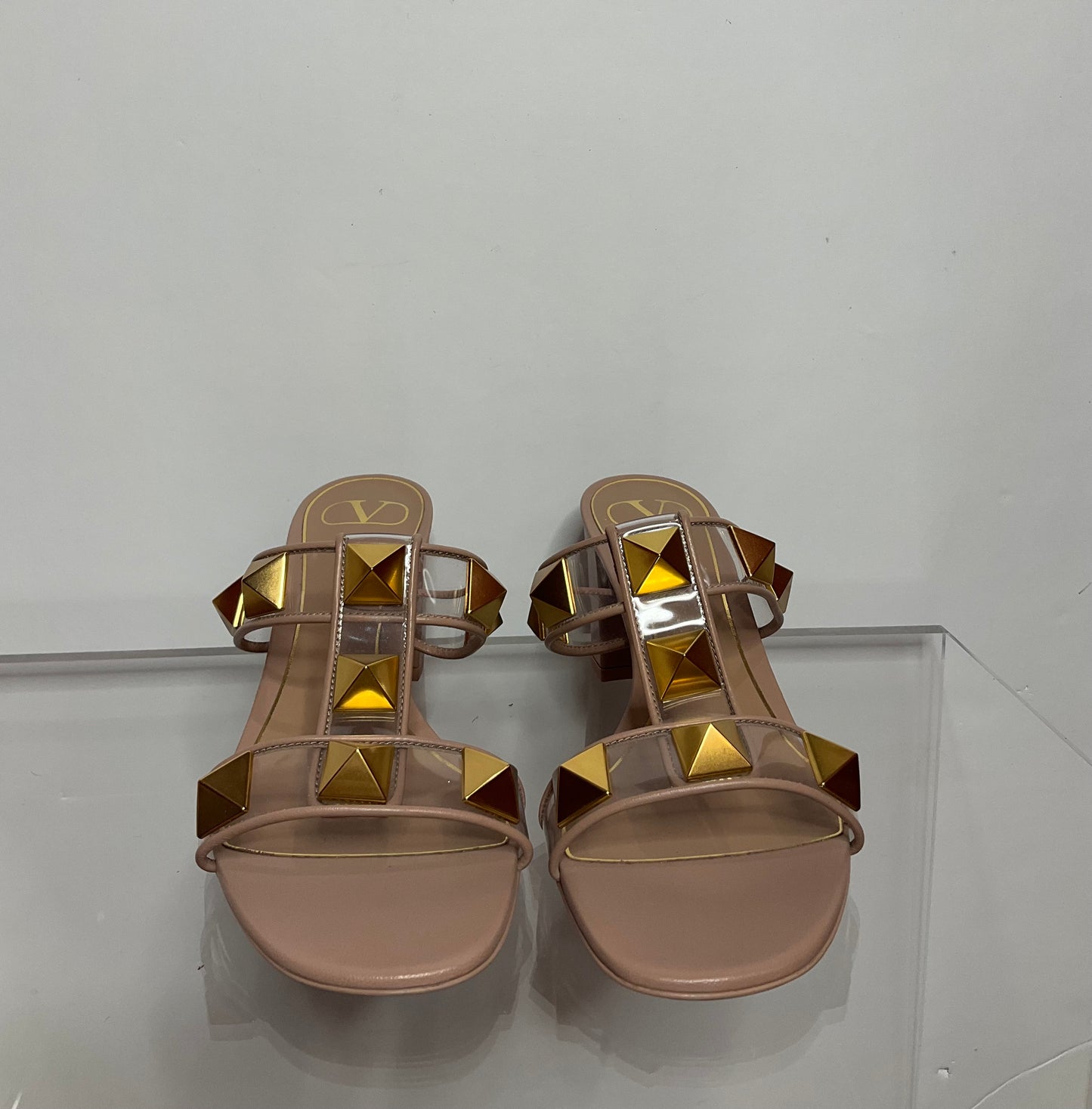 Nude Valentino Roman Stud Wedges 38