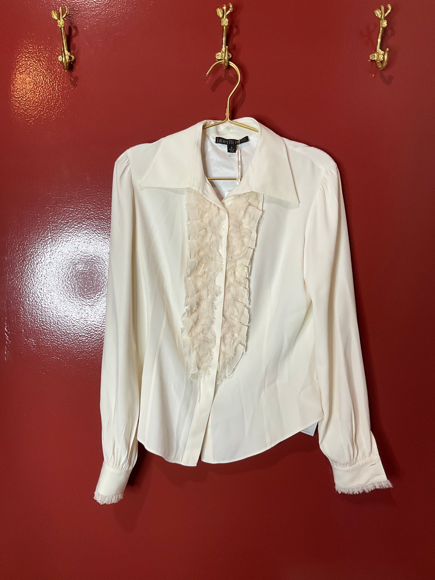 Lafayette 148 Cream Silk Blouse 4