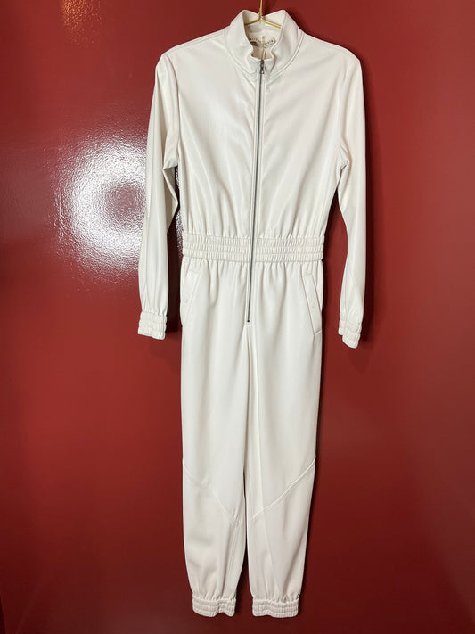 Alice and Olivia White Faux Leather Jumpsuit S