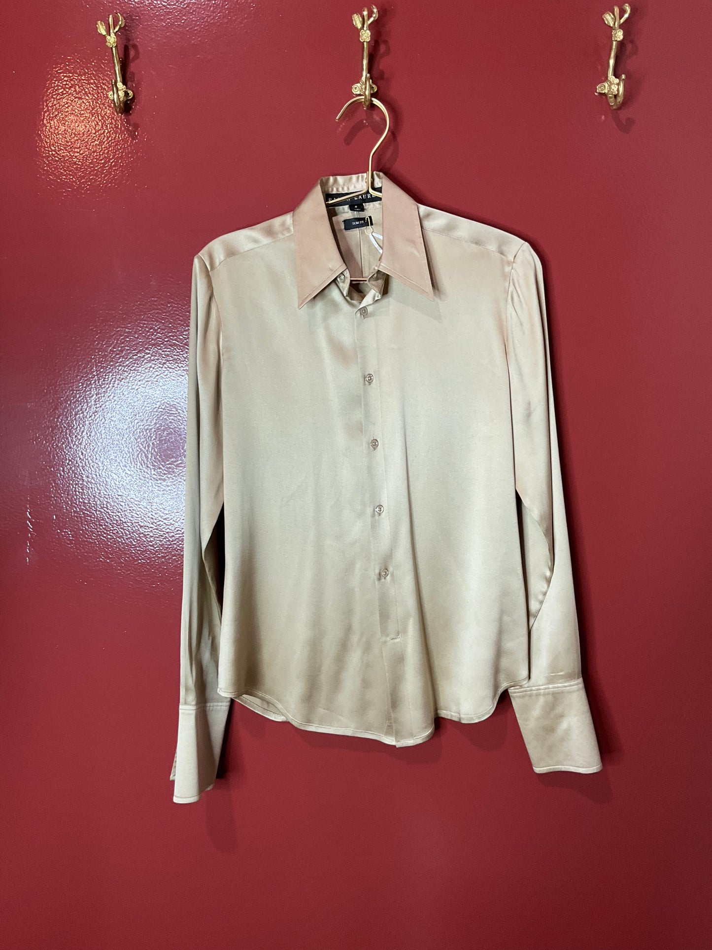 Ralph Lauren Gold Silk Blouse 4