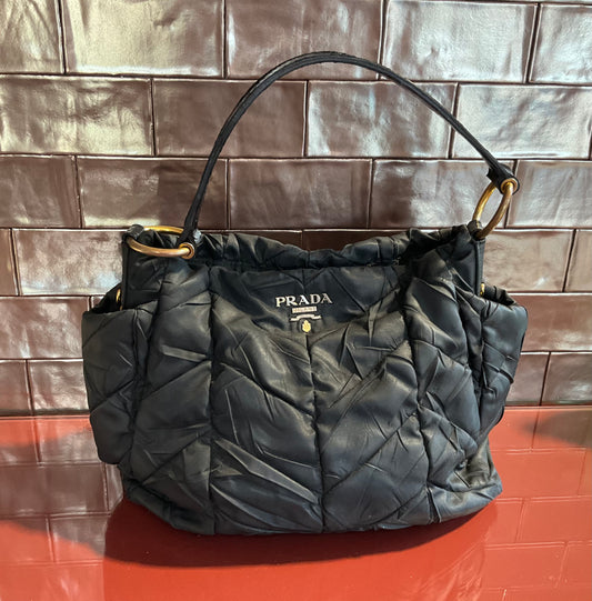 Prada Quilted Nylon Black Tote