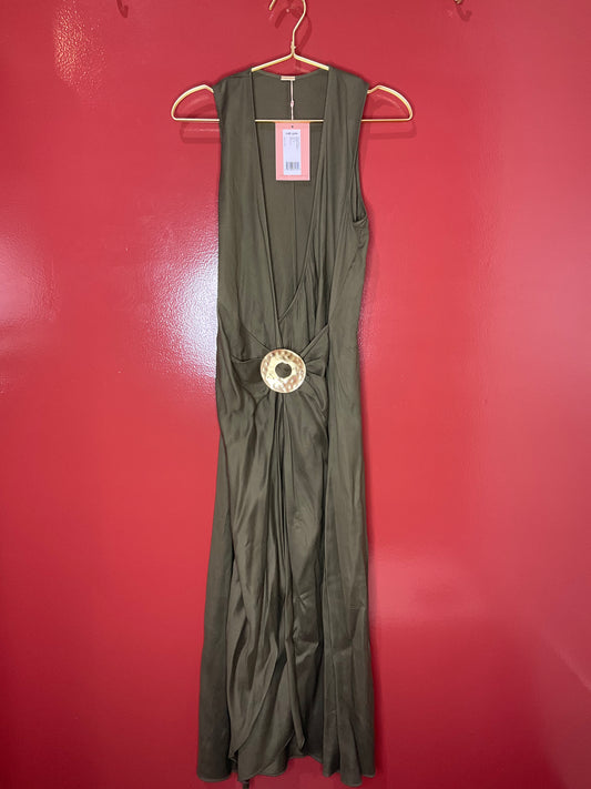 Cult Gaia Olive Green Darian Maxi Dress XS