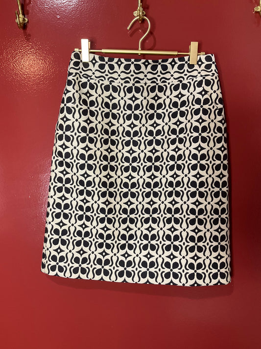 Milly Cream and Black Print Skirt with Pockets 4