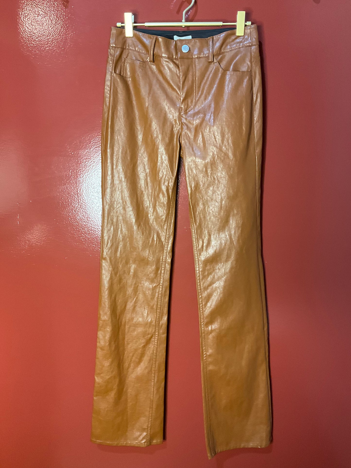 ALC Brown Vegan Leather Pant 0