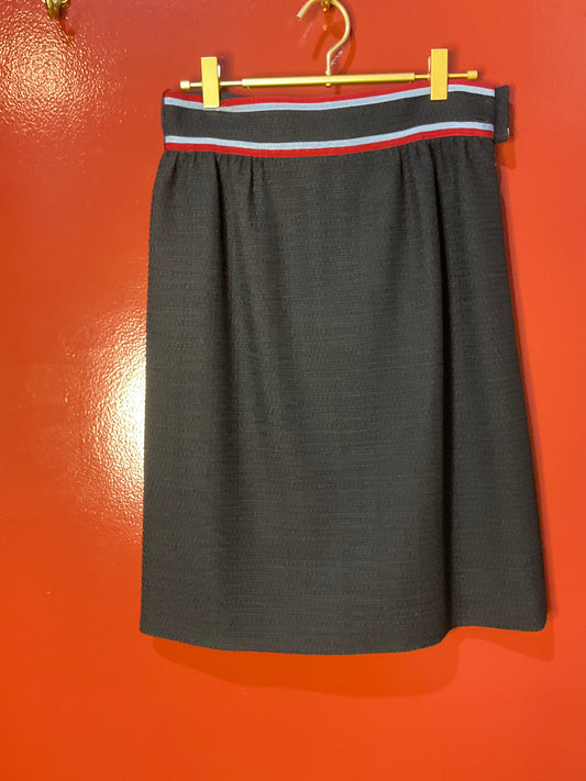 Gucci Navy Wool Skirt with Ribbon Waistband 40