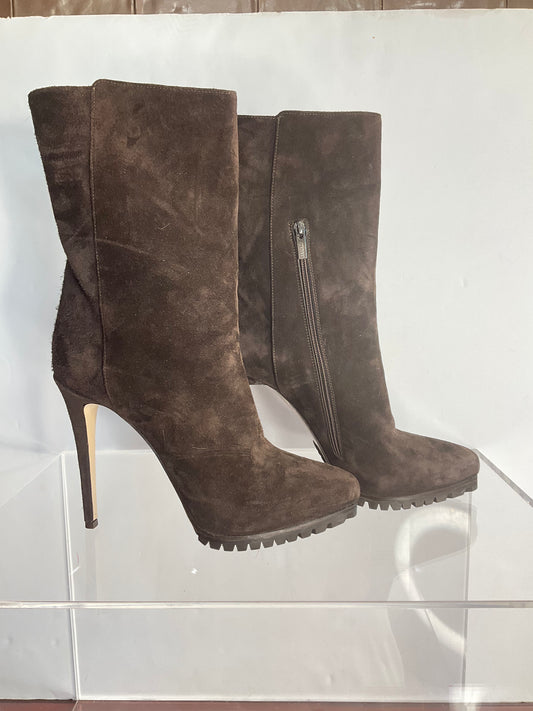 LeSilla Chocolate Brown Suede Boots size 39